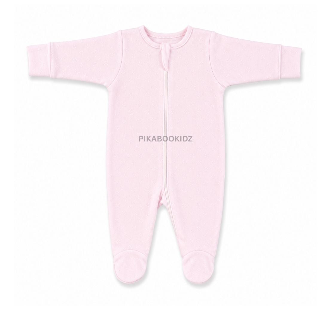 Footed Rompers 0-3M - Cotton Candy Pink
