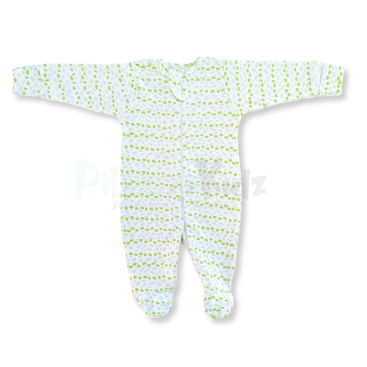 Footed Rompers - Green