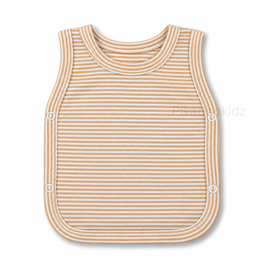 Cotton Side Button Jabla - Brown stripes
