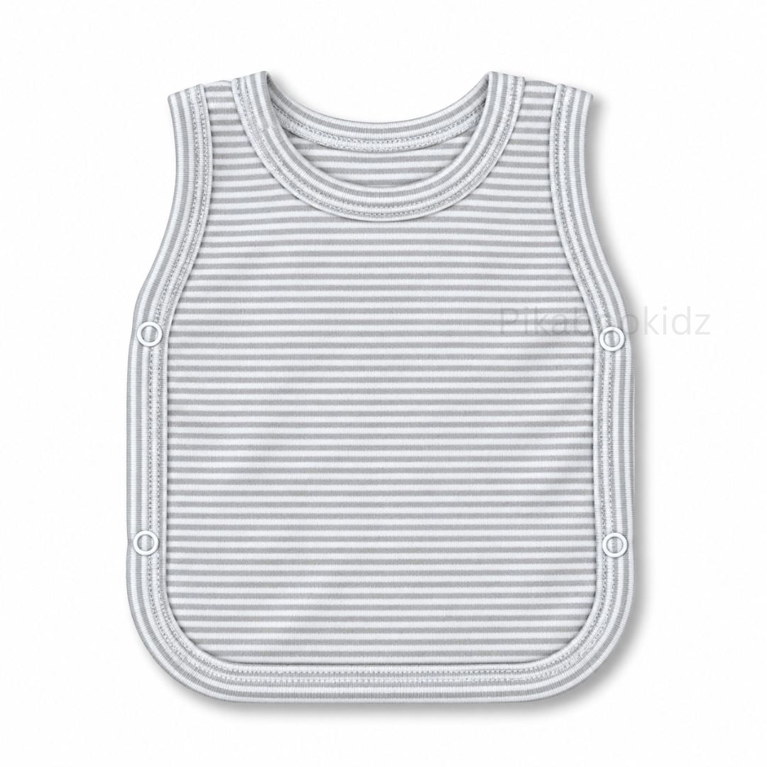 Cotton Side Button Jabla - Grey stripes