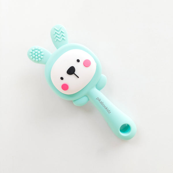 Bunny Silicon Teether Rattle - Aqua Green