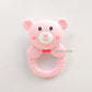 Teddy Silicon Teether Rattle - Pink