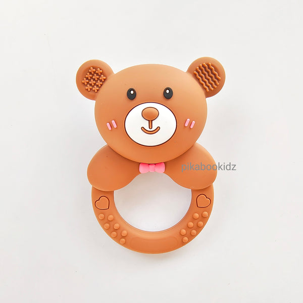 Teddy Silicon Teether Rattle - Brown