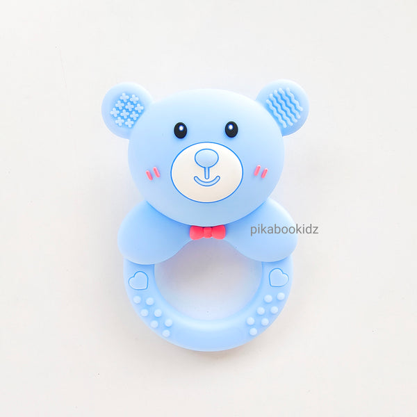 Teddy Silicon Teether Rattle - Blue