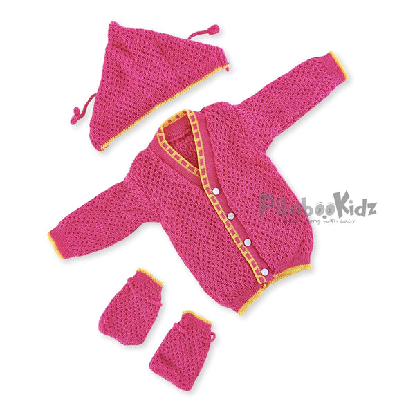 Woollen Sweater Set - Cerise Pink