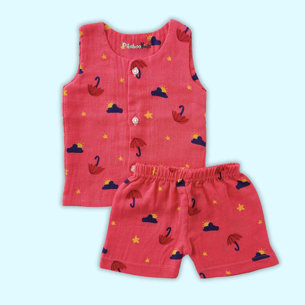 Muslin Vest & Shorts Set - Umbrella