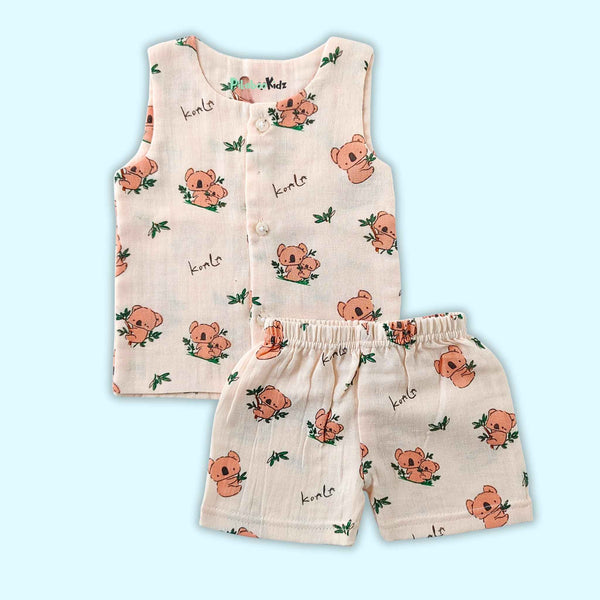 Muslin Vest & Shorts Set - Koala