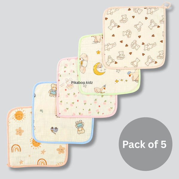 Muslin Washcloth Combo of Any 5 (Assorted)