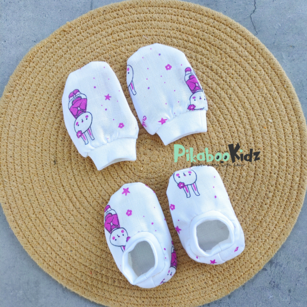 Muslin Mittens Booties Set - BUNNY