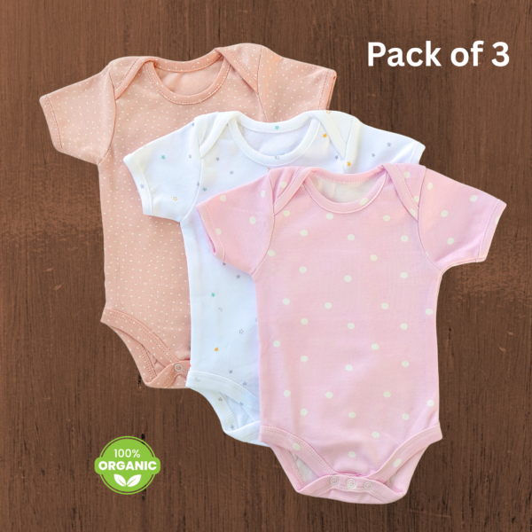 Onesies - 0-3M COMBO 3 (Pink, Stars, Dots )