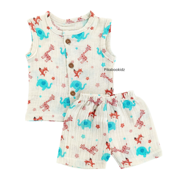 Muslin Jabla & Shorts Set 3-6 M - Giraffe