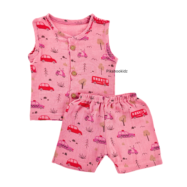Muslin Jabla & Shorts Set 3-6 M - Cars