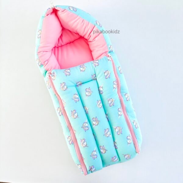Cotton  Carry Bed - Pink & Blue Unicorn
