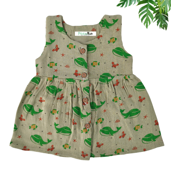 Muslin Button Frock 0-3 M - Whales