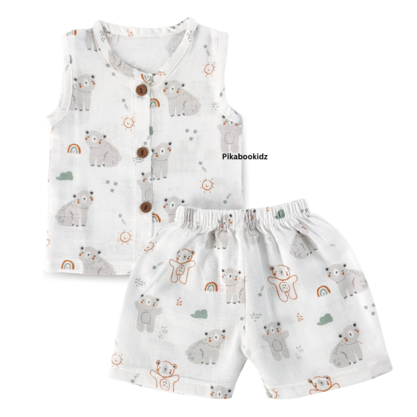 Muslin Jabla & Shorts Set 0-3 M - Polar Bear
