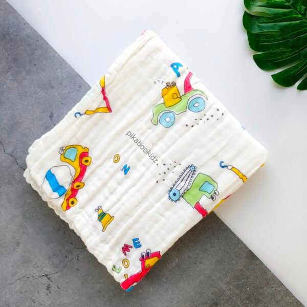 Muslin Crinkled 6layer Bath towel 50*100 cms - Vehicles