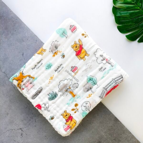 Muslin Crinkled 6layer Bath towel 50*100 cms - Pooh bears & Honey