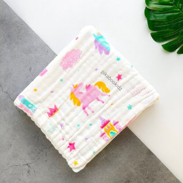 Muslin Crinkled 6layer Bath towel 50*100 cms - Unicorn