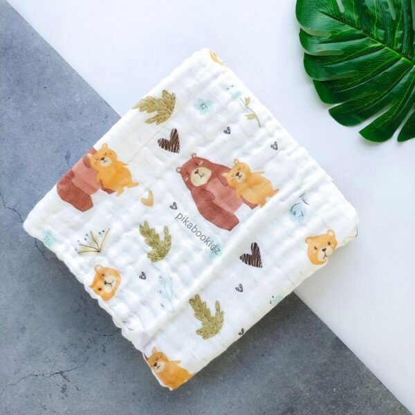 Muslin Crinkled 6layer Bath towel 50*100 cms - Bears