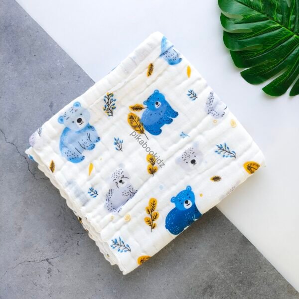 Muslin Crinkled 6layer Bath towel 50*100 cms - Polar bear