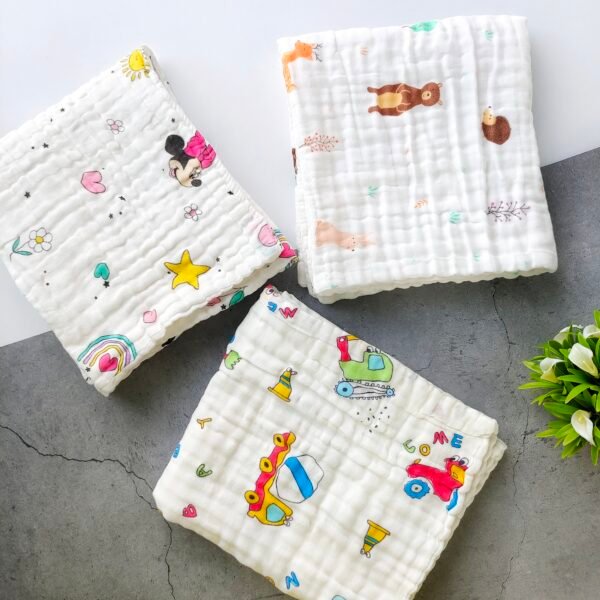 Combo of 3 Muslin 6layer Bath towels 100*50 cms (Random)