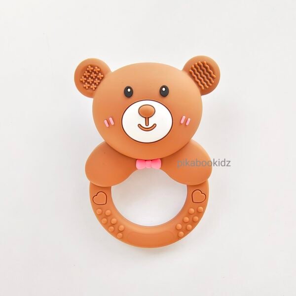 Silicone Teether Rattle - Teddy Brown
