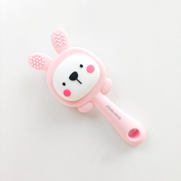 Silicone Teether Rattle - Bunny Pink