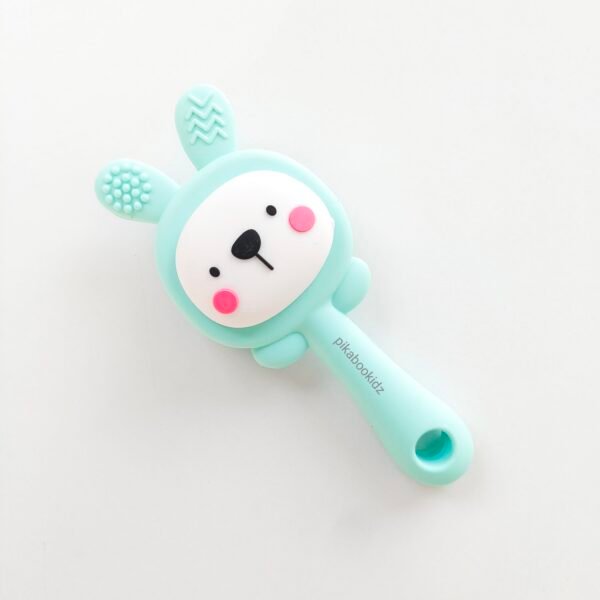 Silicone Teether Rattle - Bunny AquaBlue