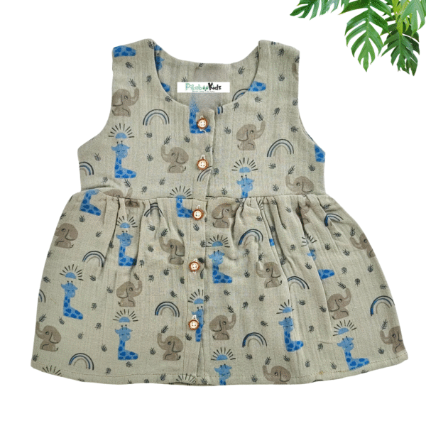 Muslin Button Frock 3-6 M - Giraffe